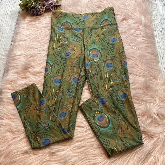 MUMU Moves SMYM Peacock Feather High Rise Leggings sz S - Picture 1 of 8